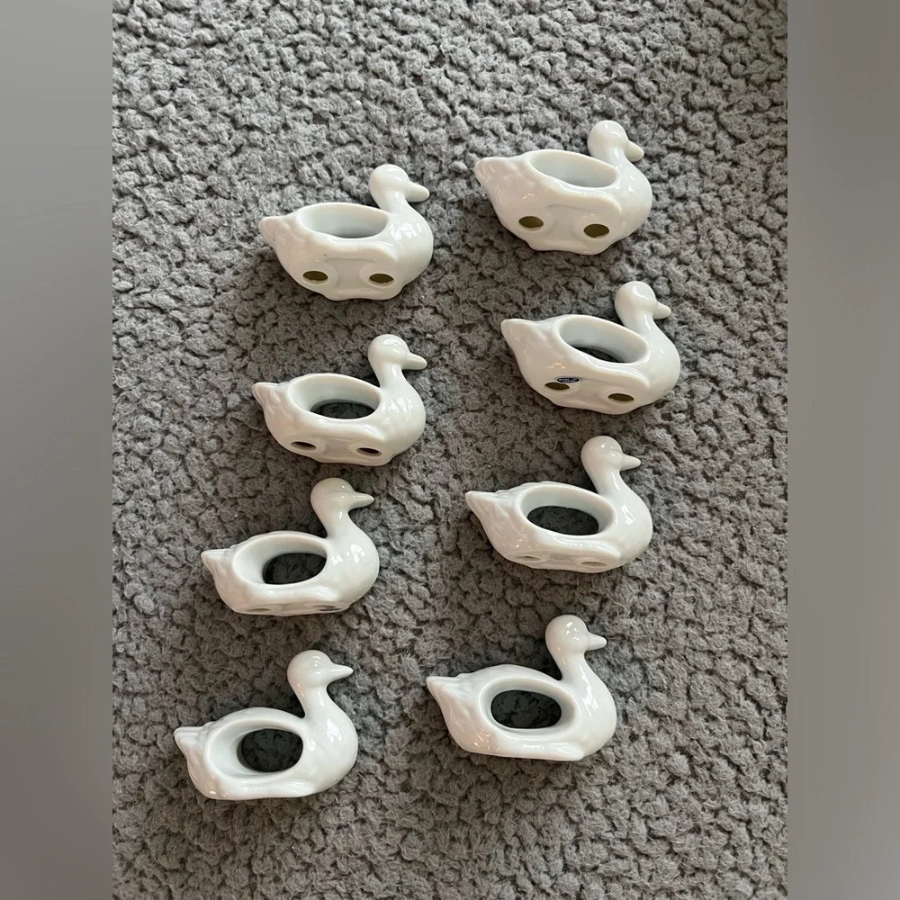 Vintage Himark Duck Napkin Rings Japan White Ceramic 1984 New Old Stock Set Of 8 - Picture 5 of 7